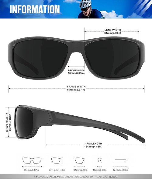 KALIYADI Polarized Sunglasses - Men's Sports Sunglasses with UV400 Protection for Outdoor Activities