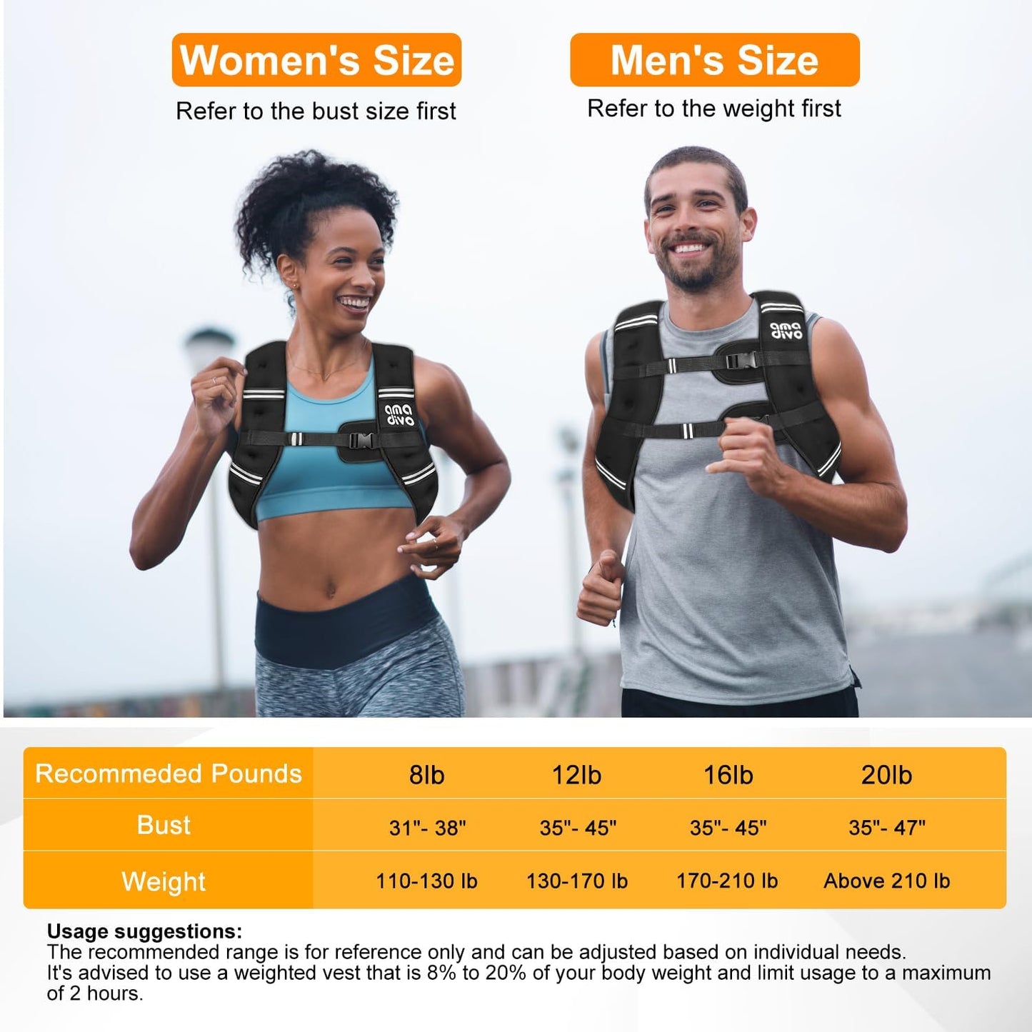 Reflective Weighted Vest by [Brand Name] - Adjustable for Walking, Running & Fitness | 20lb, 16lb, 12lb, 8lb Options