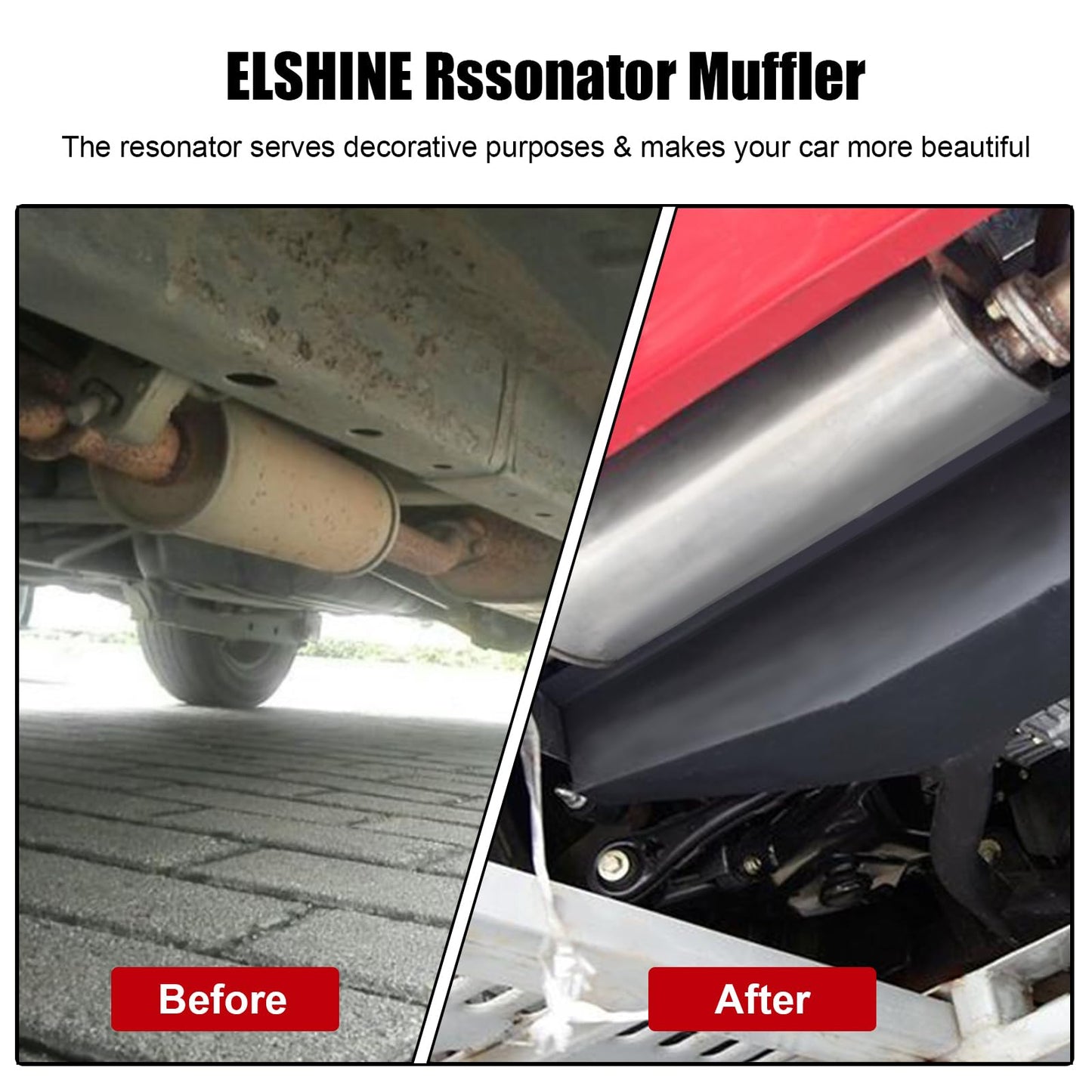 ELSHINE 2.5'' Ultra Quiet Resonator,304 Stainless Steel Exhaust Vibrant Resonator 2.5in,2.5'' Inlet & Outlet Universal Performance Muffler Resonators,silver
