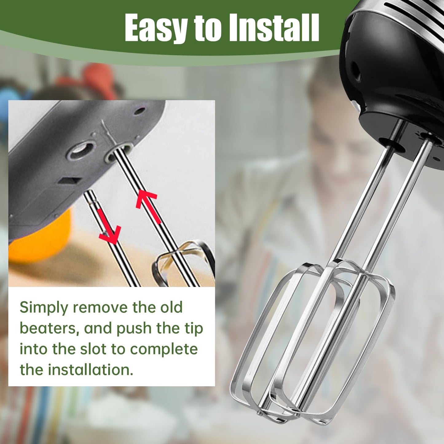 Hand Mixer Attachments Replacement Beaters Compatible with Hamilton Beach Hand Mixers 62682RZ 62683 62692 62695V 64699