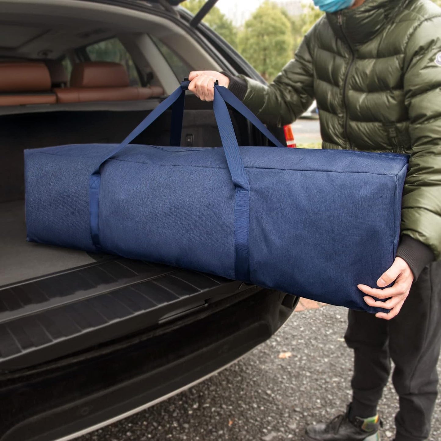 TOPDesign Extra Large Zippered Duffel Bag - 46 Inch Waterproof Travel & Sports Storage (Grey)