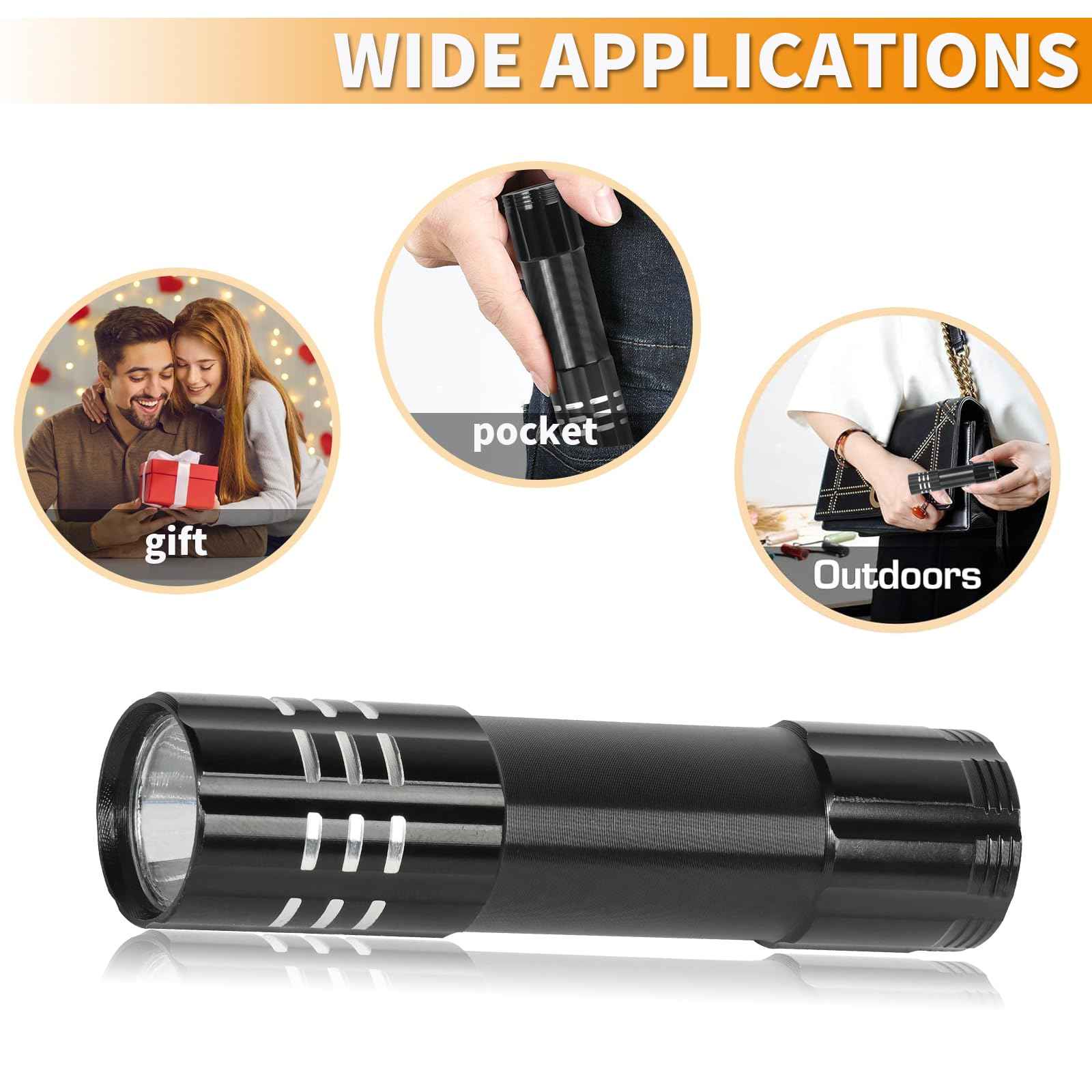 12 Pack LED Aluminum Small Rechargeable Flashlights Bulk, Powered by Built-in Rechargeable Battery with Type-C USB Cable, Slim Mini Handheld Light for Everyday Carry, Hurricane Supplies, Camping