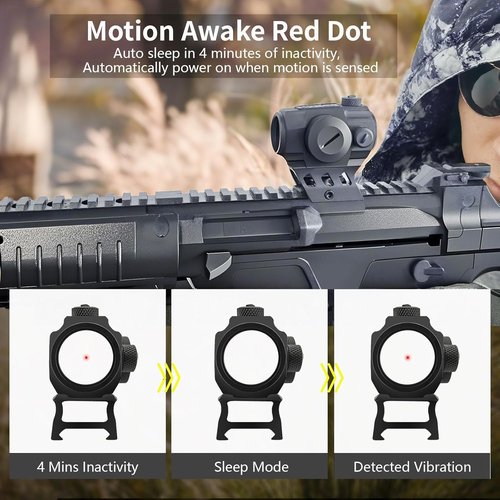 2MOA Red Dot Sight - Motion Awake Technology, 11 Brightness Levels, IPX7 Waterproof, 1000G Shockproof | 20mm Rail Mount