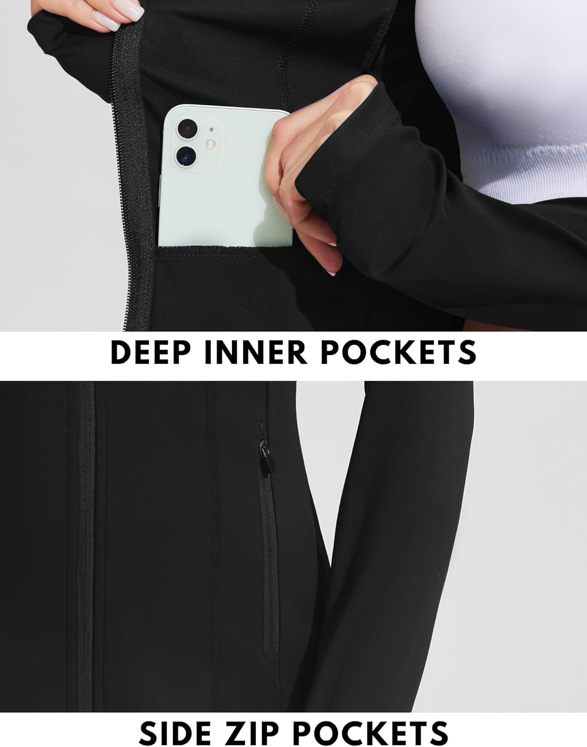 PINSPARK Women's Athletic Jacket - Slim Fit Full Zip Workout Top for Gym, Yoga & Running | Pockets Included