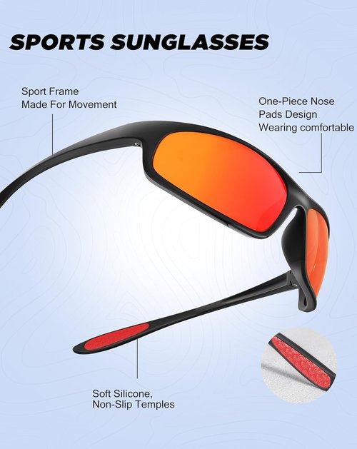 KALIYADI Polarized Men's Sunglasses - UV Protection Sport Glasses for Running, Cycling & Fishing