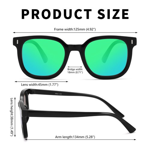 Pro Acme Polarized Kids Sunglasses Girls Boys,TPEE Rubber Flexible Square Shades Toddler Age 3-10(A01 Black/Green Mirrored)
