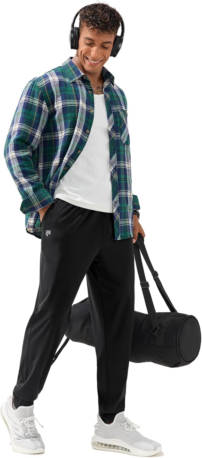 Skiennix Men's Joggers - Lightweight Athletic Sweatpants with Zipper Pockets | Tapered Fit for Gym & Hiking