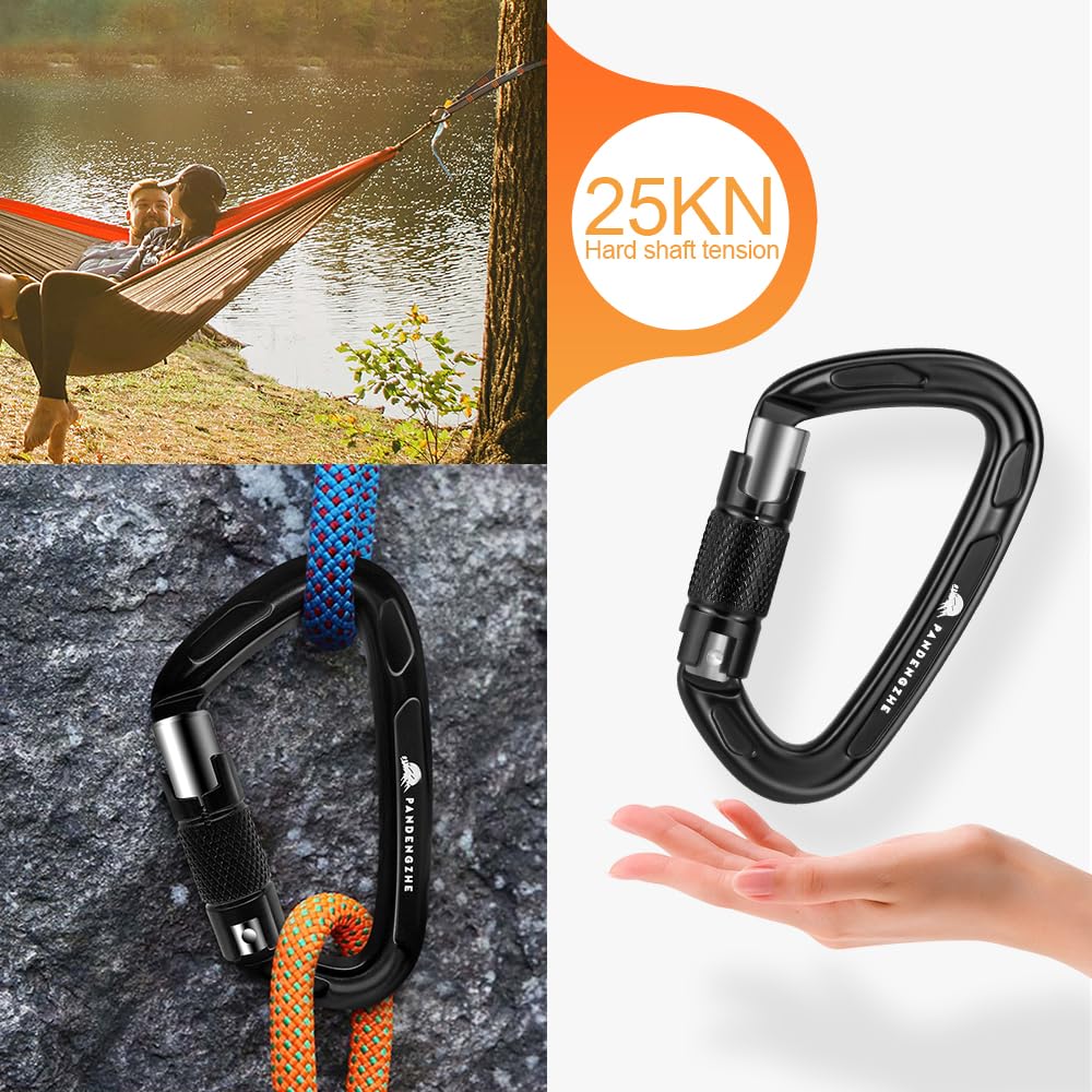 PANDENGZHE Climbing Carabiners, 25KN (5620 lbs) 3.9" Heavy Duty Carabiner Clip, Multipurpose for Rigging, Ropes, Hammocks (2pack)