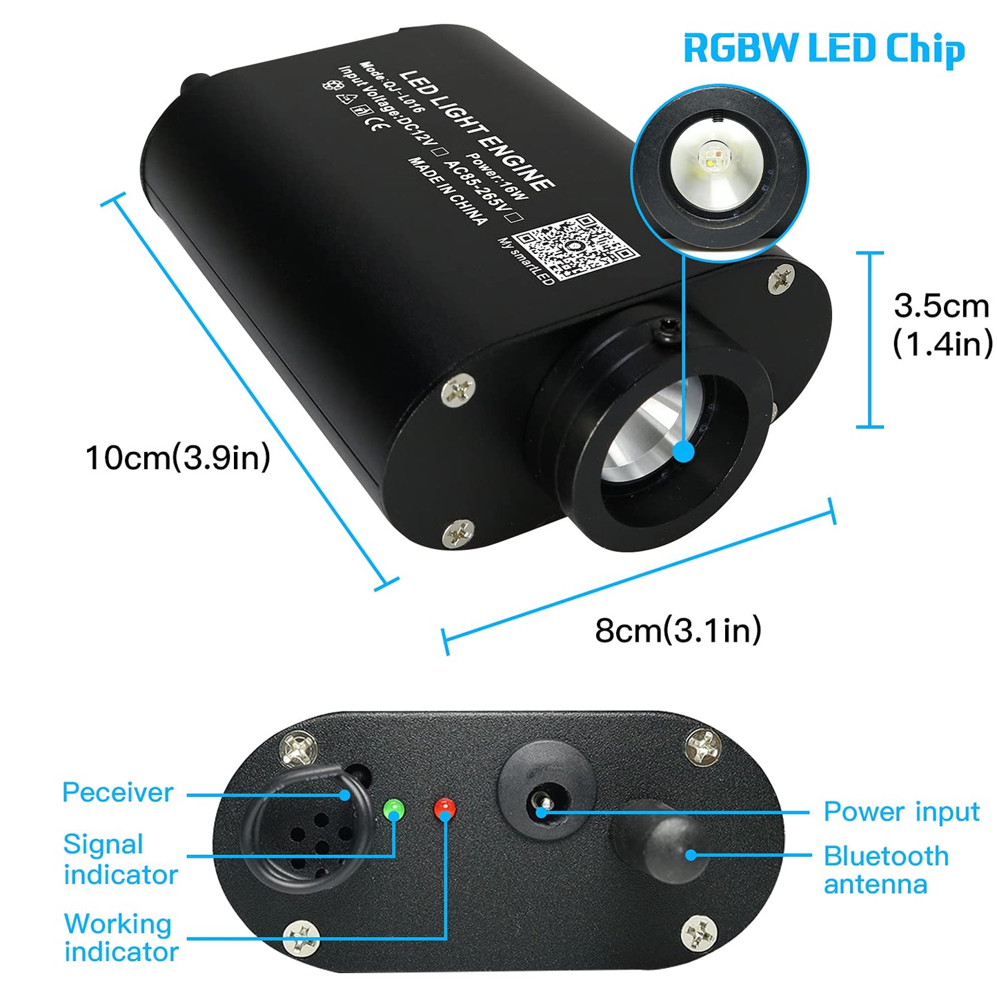 AMKI 16W Fiber Optic Lights Mixed 310pcs 9.8ft Starlight Headliner Light Kit APP/Remote Control Sound Activated Mode for Car&Home Decoration,0.75mm+1mm+1.5mm Optical Fiber Cable Strands