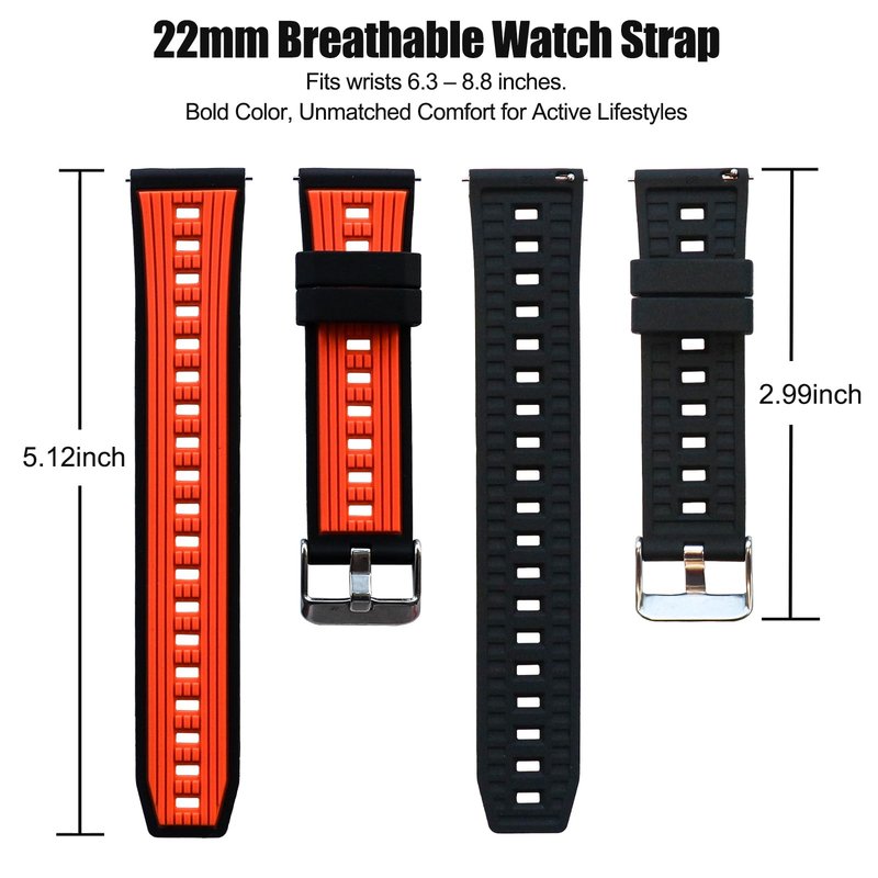 22mm Quick Release Silicone Watch Band for Garmin Vivoactive 4 / Forerunner 265 / Forerunner 255 / Venu 2 / Venu 3 – Soft, Sweatproof Replacement Strap,4P