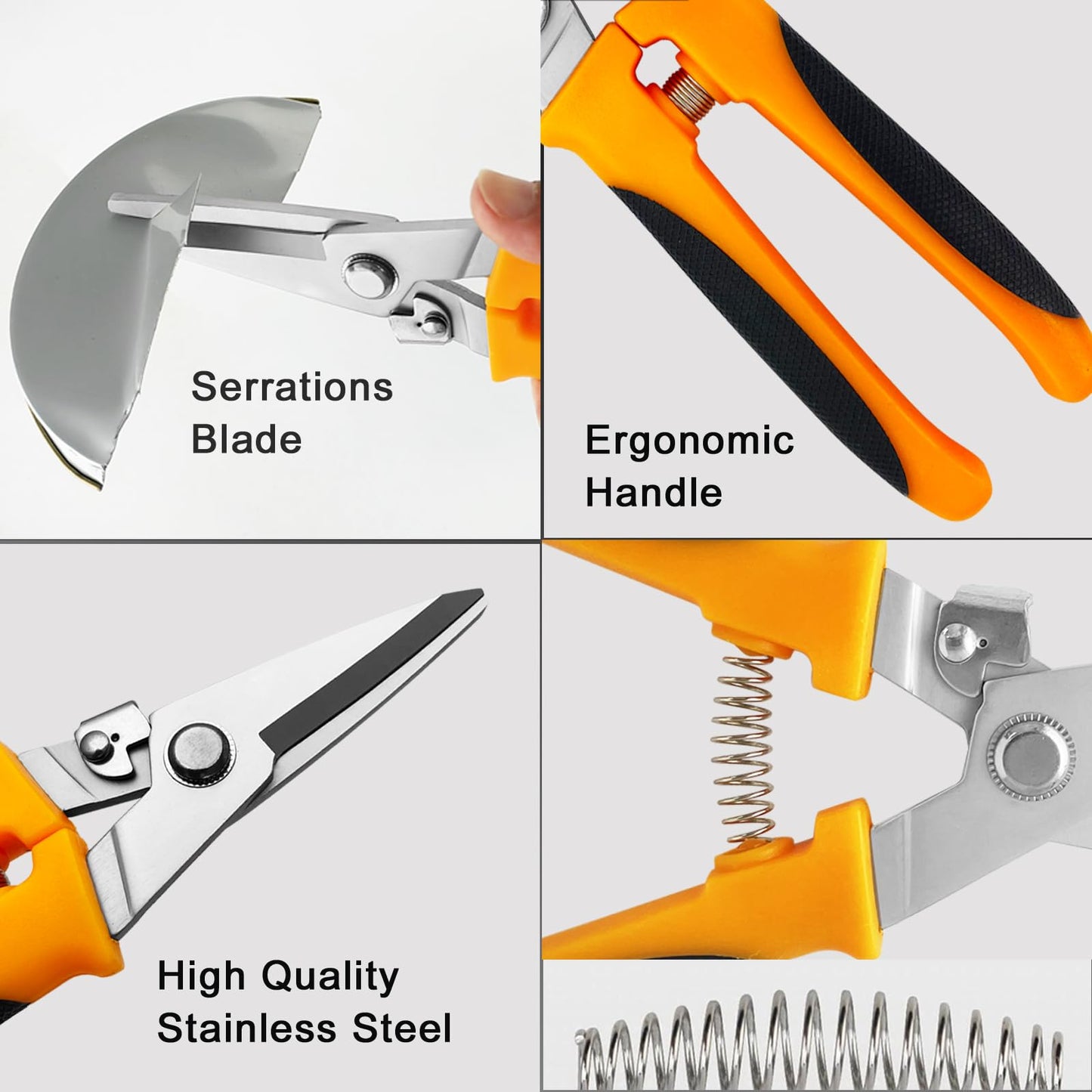 8" Aviation Tin Snips for cutting metal sheet,Heavy Duty Scissors with Safety Lock,Metal Snips cut wires,cardboard,branches,light metal,plastic zip ties,Fabric