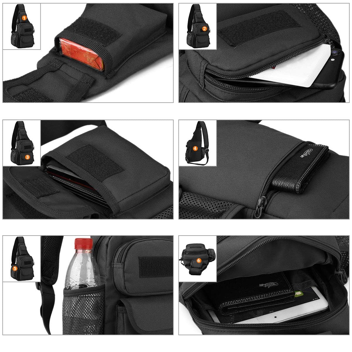 Sling Bag Crossbody Backpack for Men, Tactical Chest Shoulder Bags Daypack