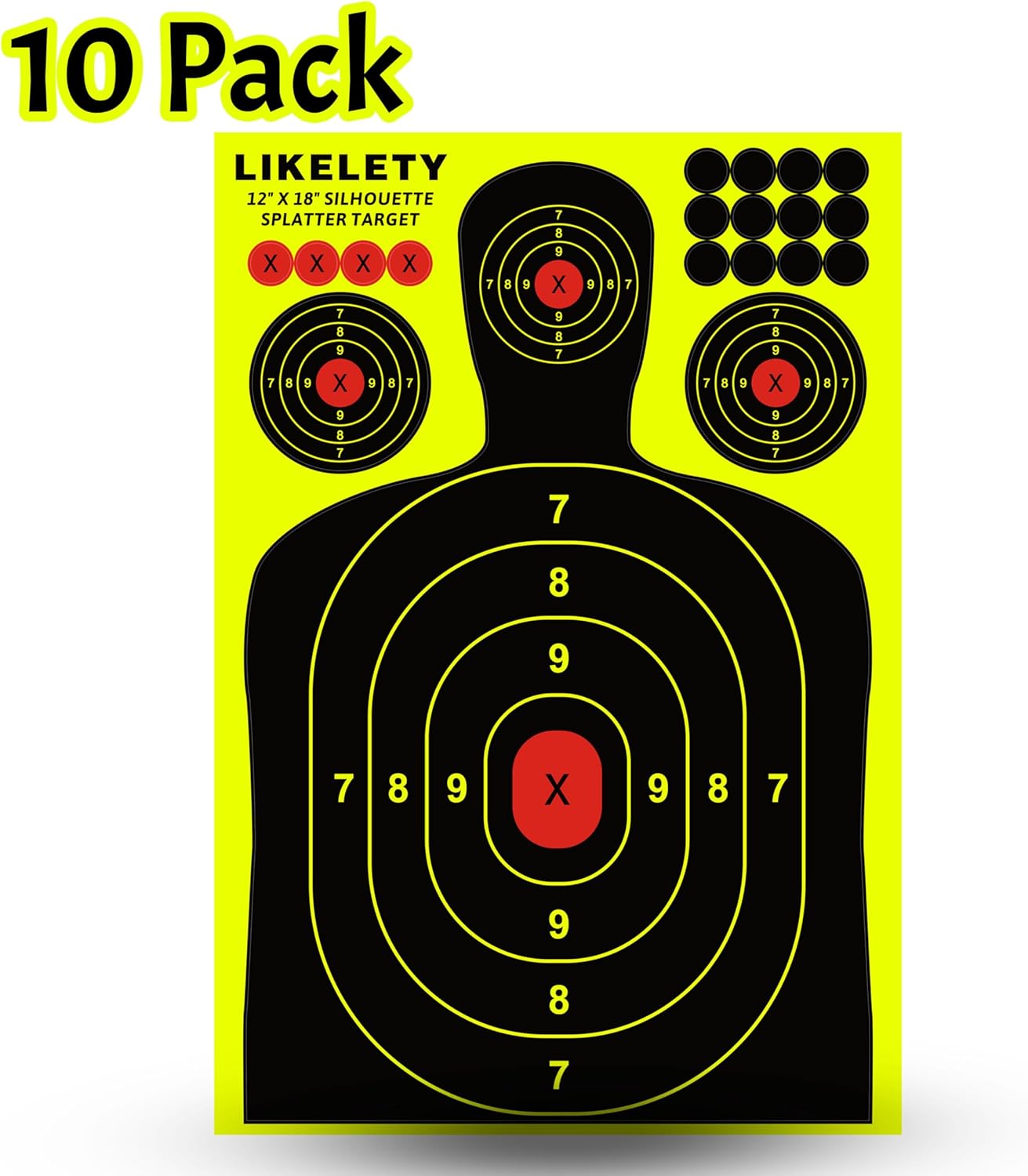 Silhouette 12x18 Inch Adhesive Splatter Shooting Targets - 10/25/50 Pack for Indoor/Outdoor Practice