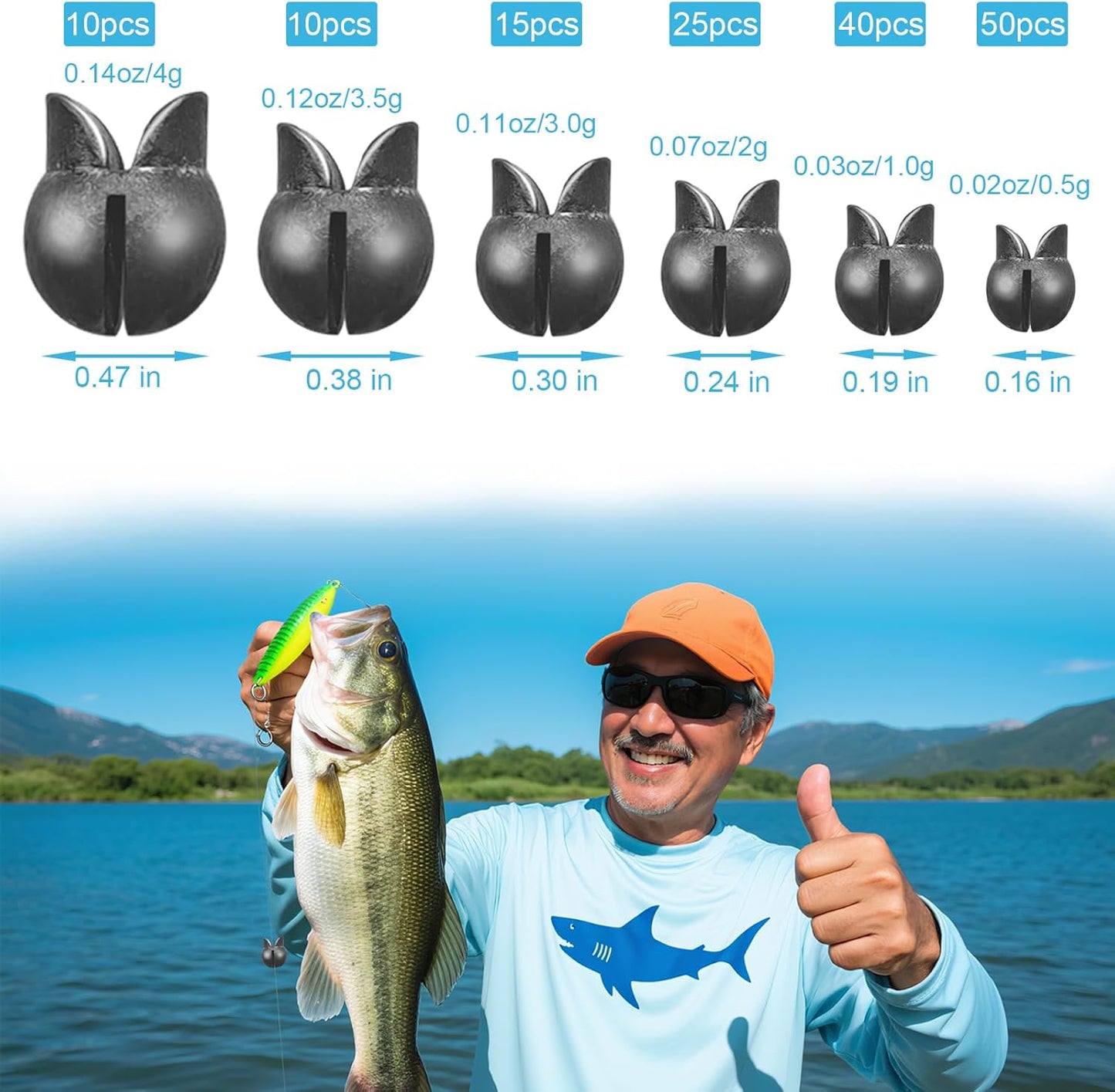 Premium Split Shot Fishing Weights by [Brand Name] - 100/150 Pcs Assorted Sizes (0.02oz–0.14oz) for Freshwater & Saltwater Fishing