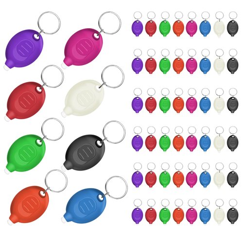 Daemson Mini LED Keychain Flashlights Ultra Bright and Compact Portable Keychain Flashlight, Small Emergency Flashlight for Outdoor and Everyday Use - Multicolor Shell (48PCS)