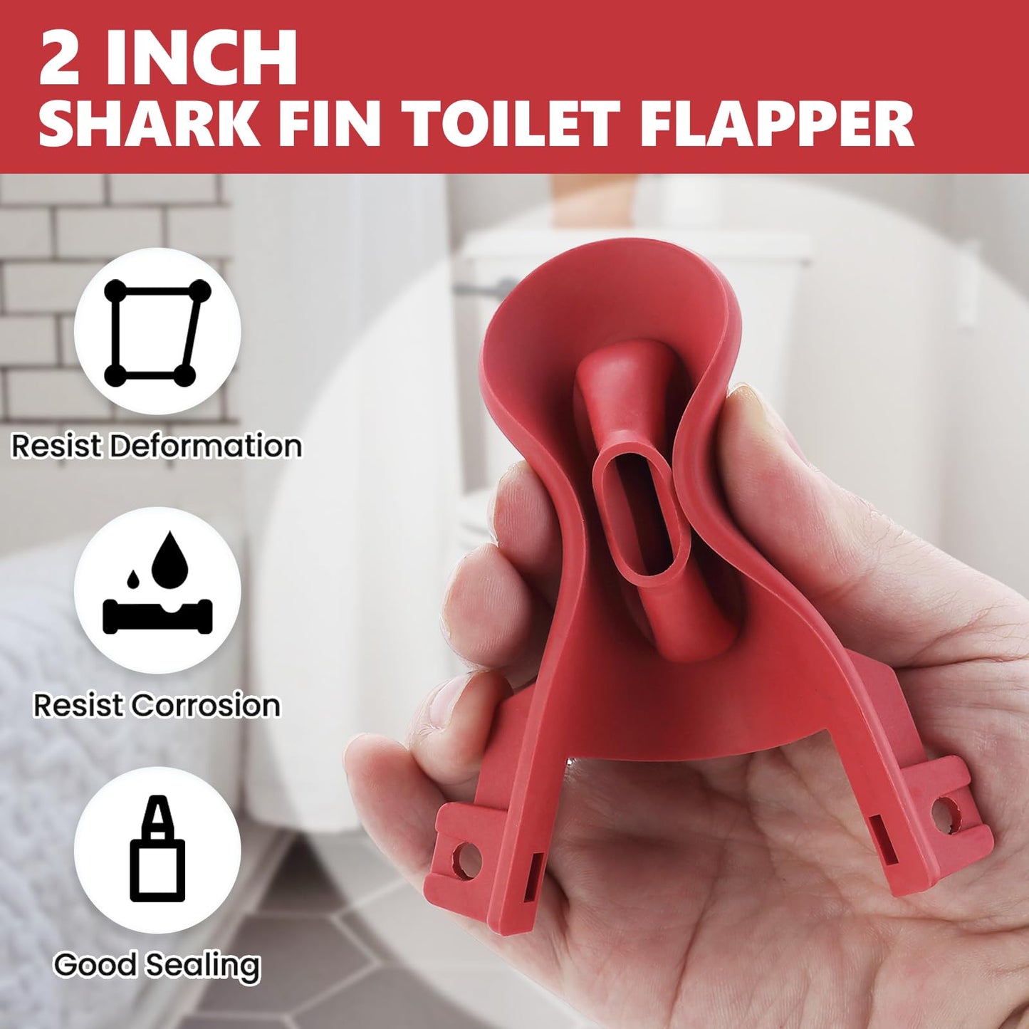 2 Inch Shark Fin Toilet Flapper Compatible with Kohler GP1078440, Toilet Flapper Replacement Part, for Kohler Toilet Tank Parts Red (1 Pack)