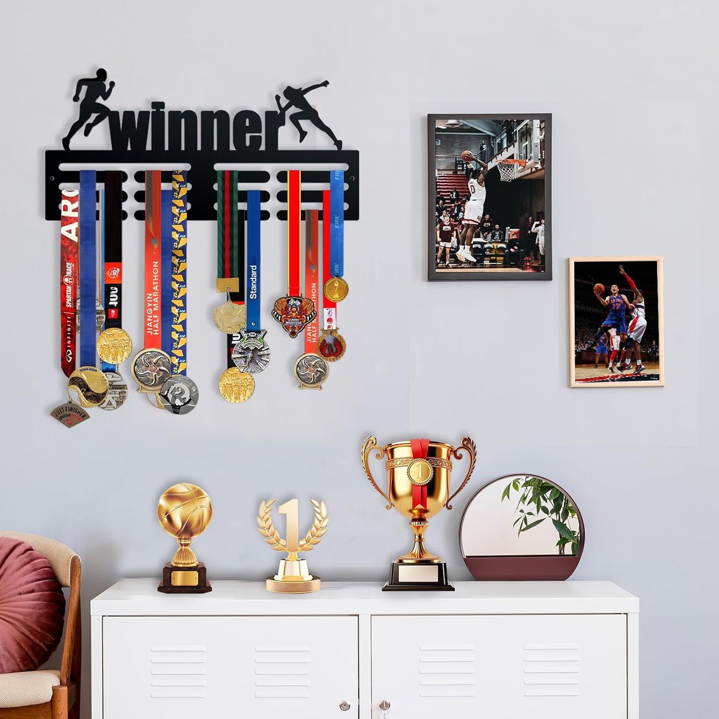 Premium Wall Mount Medal Display Rack - Sports Medal Holder for Athletic Achievements | Stylish Design
