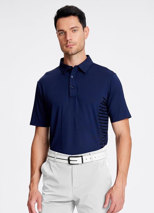 Alex Vando Men's Golf Shirt - Moisture-Wicking Quick-Dry Striped Polo | Perfect for Sports