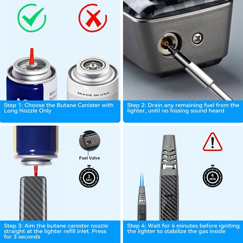ZQMW Torch Lighter, Butane Lighter, Windproof Adjustable Big Jet Flame Butane Torch, Refillable Gas Long Torch Lighter with Safety Lock for Candle Grill Camping BBQ Kitchen Soldering, Gas Not Included