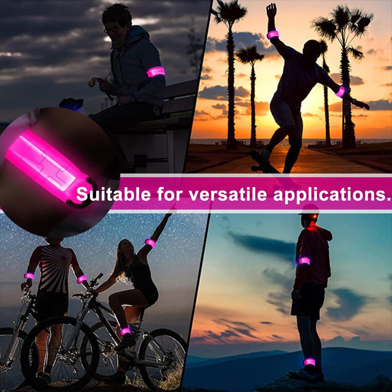 Rivsli LED Armbands for Running,2 Pack,USB Rechargeable Safety Lights for Runners,High Visibility Light Up Bands Reflective Led Bracelets for Night Walking Jogging Cycling Running Gear