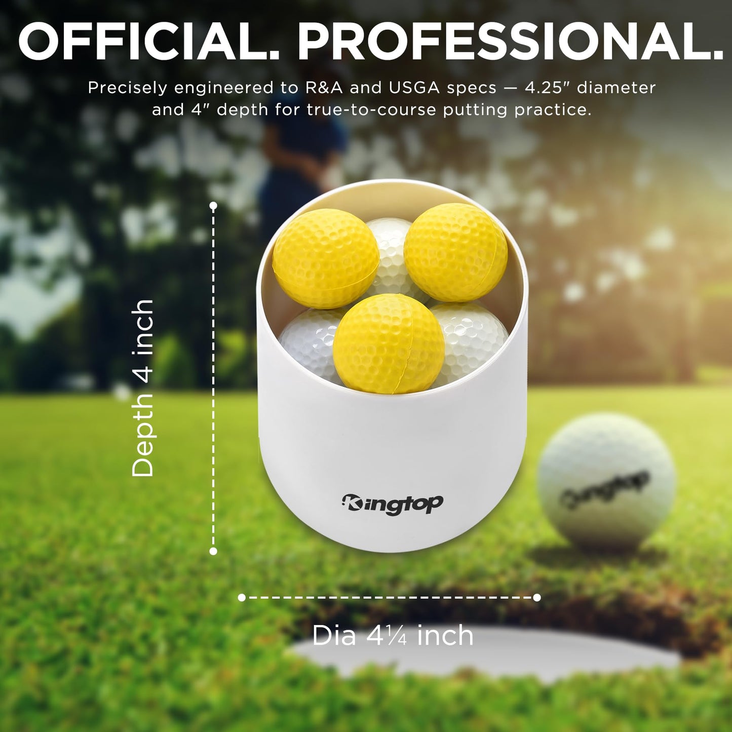 KINGTOP Golf Hole Cup – Fit PGA/USGA Standard, 4 Inches Height, Golf Accessories for Backyard Practice Putting Green, 4-Pack