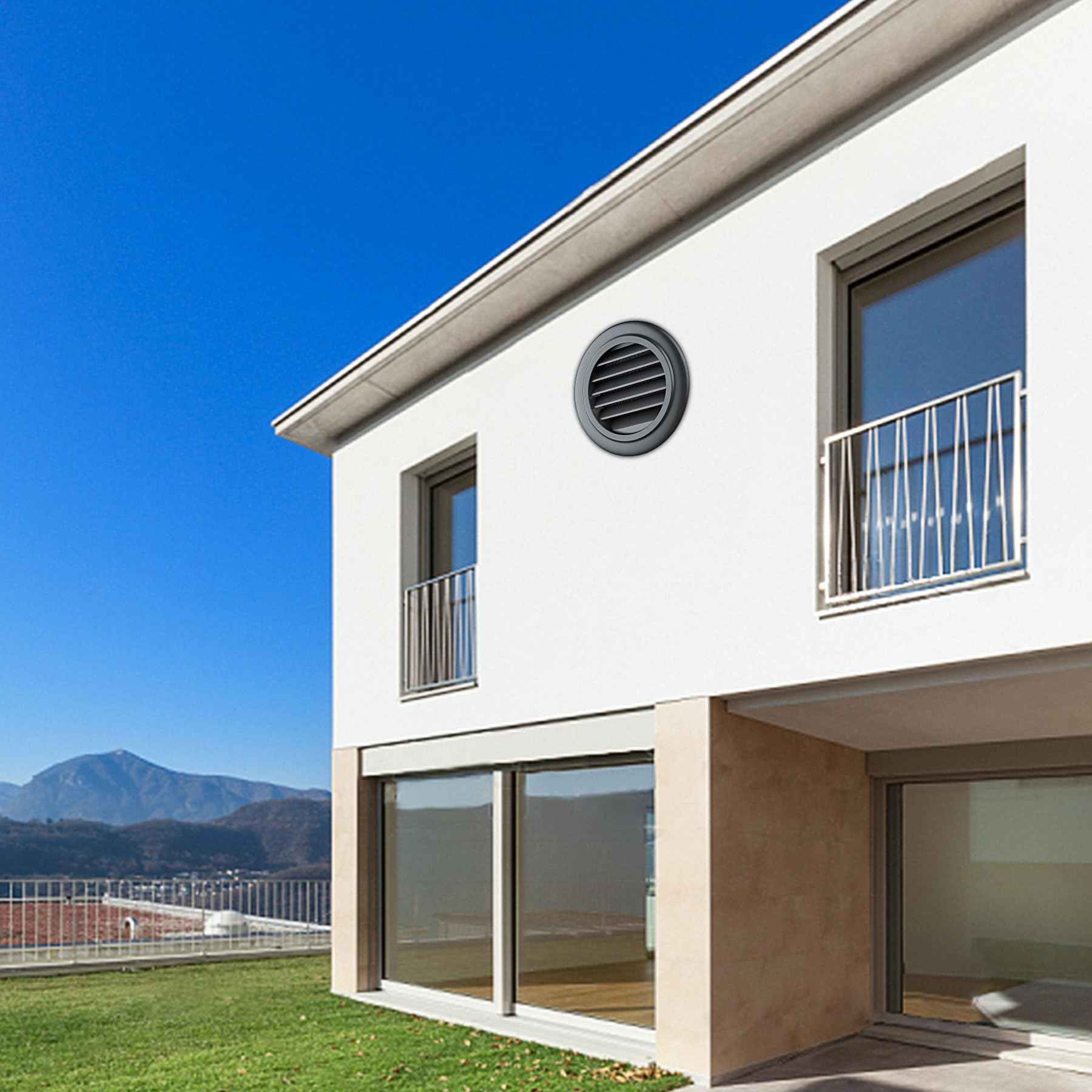 4 Pack 4 Inch Soffit Vent for Exhaust Fan with Built-in Mesh Screen, Black Round Soffit Exhaust Vent Cover ABS Louver Grille Cover, Eve Dryer Vent for Bathroom Office Kitchen (4 pack 4in-black)