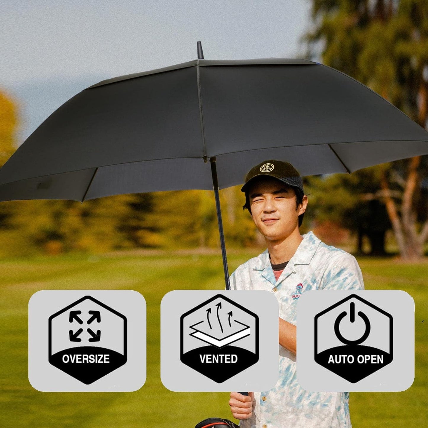 SIEPASA Golf Umbrella - Large 62/68/72 Inch Automatic Open - Windproof, Waterproof, Double Canopy