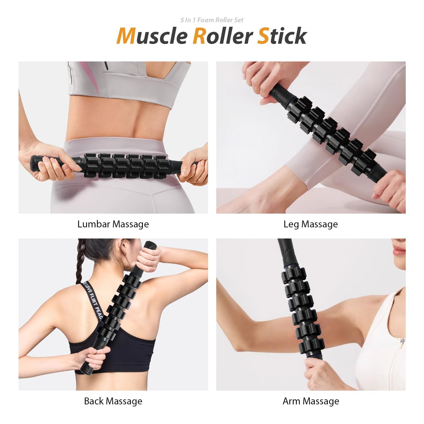 5-in-1 Foam Roller Set High Density Deep Tissue Muscle Massage