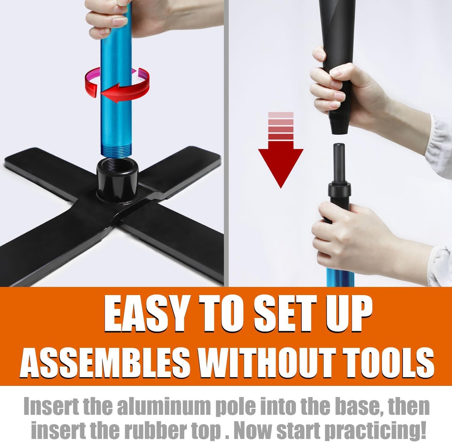 TARUMG Portable Batting Tee - Adjustable Height 25-47 Inches | Heavy Duty Design for Baseball & Softball