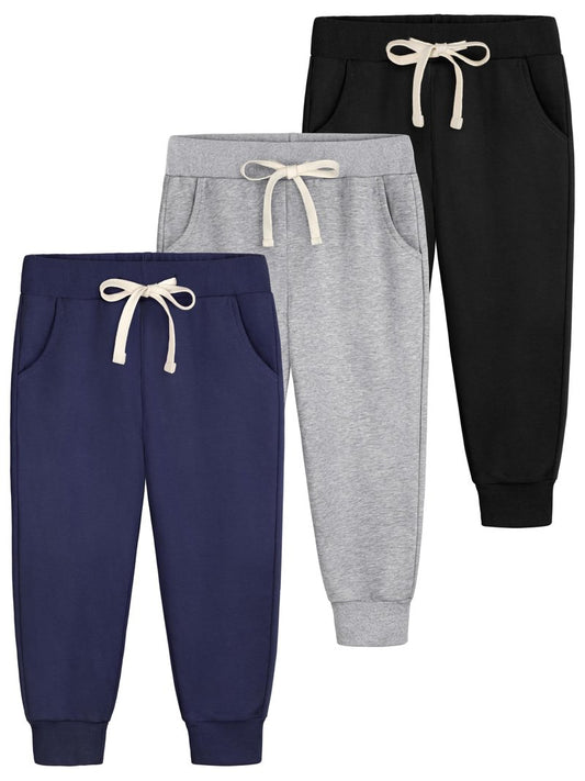 Aocku 3 Pack Toddler Sweatpants Cotton Baby Girls Joggers Toddler Girls Sweatpants with Pocket Drawstring