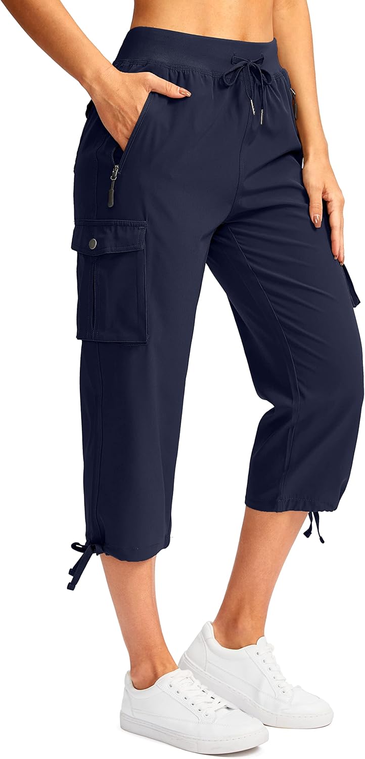Soothfeel Women's Cargo Capris Pants - Lightweight Quick-Dry Travel & Hiking Design | 6 Pockets