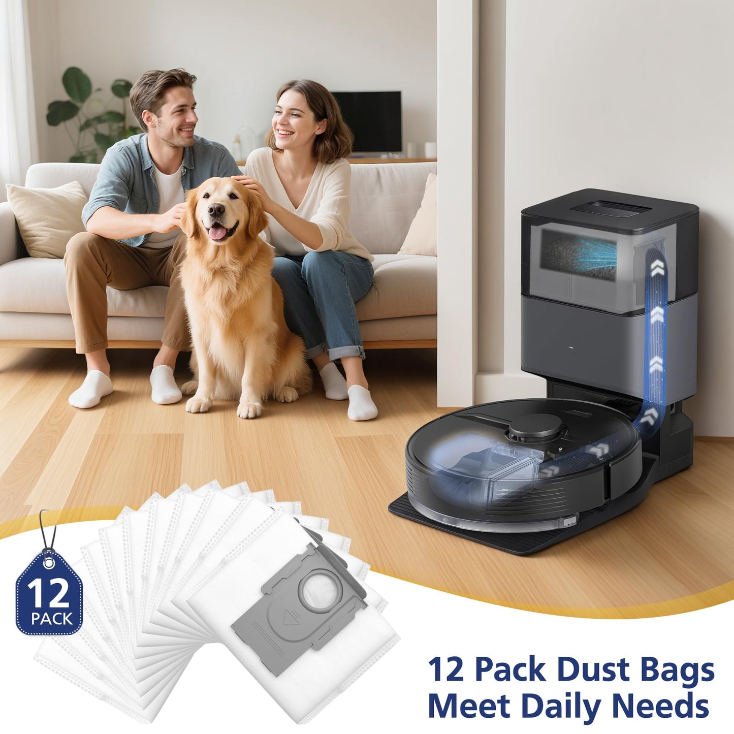12 Pack Q5 Dust Bags for Roborock Q7 Max, Q7 M5+, Q10 S5+, Q10 X5+, Q8 Max+, Q5 Max+, Q7 Max+, Q5 Pro+, Q5 Pro, Q5+, S8 Pro Ultra, 3.6L Vaccum Bag for S8+, S7 MaxV Ultra, Q7, Q7+, S7 Max Ultra