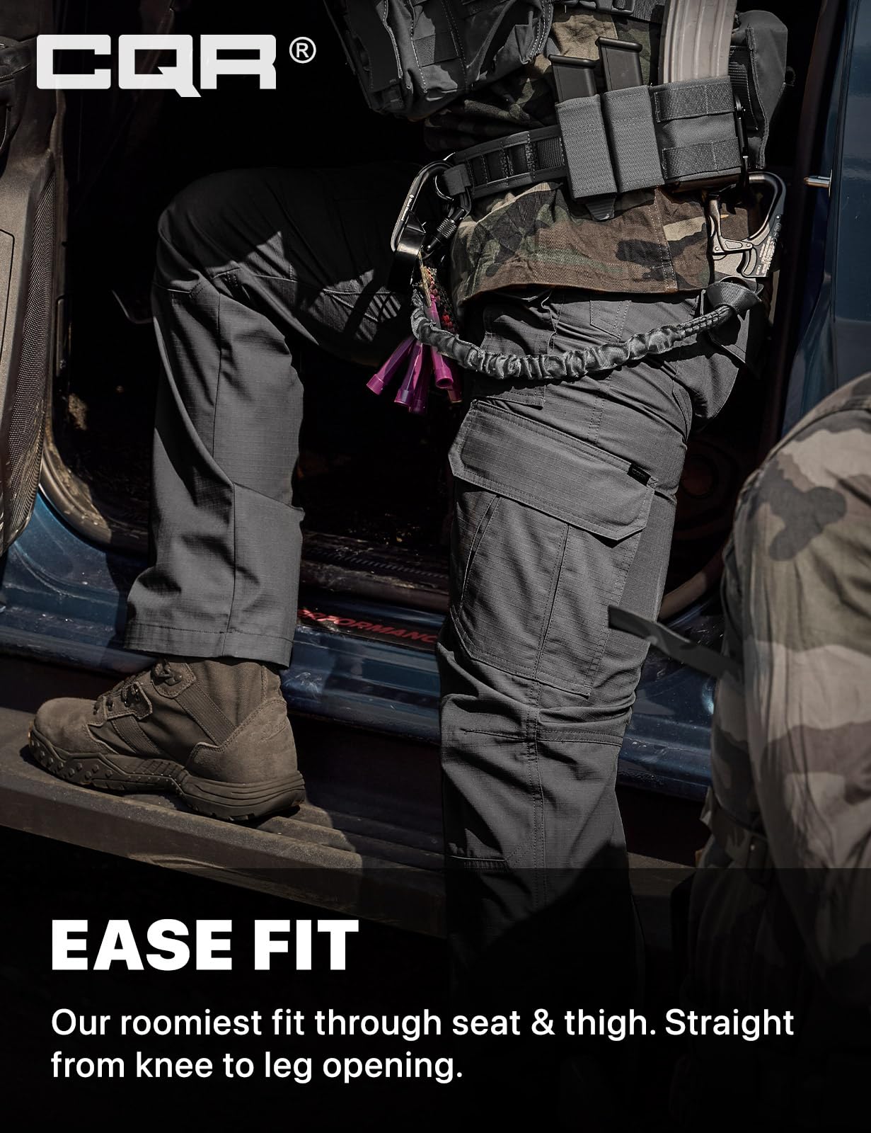 CQR Men's Tactical Pants, Water Resistant Ripstop Cargo Pants, Lightweight EDC Work Hiking Pants, Outdoor Apparel, Duratex Mag Pocket Charcoal, 38W x 32L
