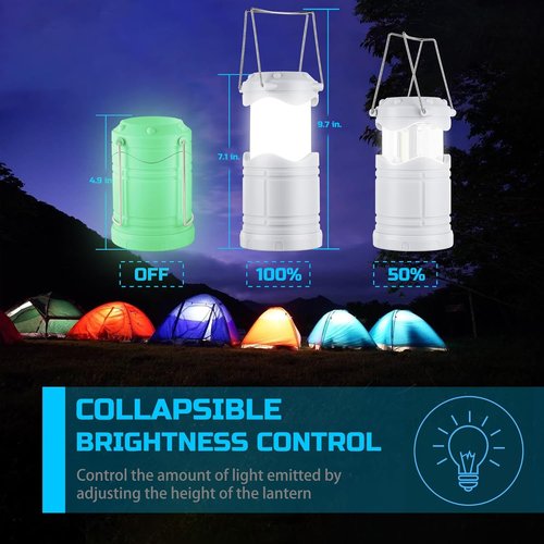 Lichamp LED Camping Lantern - 4 Pack Battery Powered Flashlights | Portable Collapsible Emergency Lights for Home & Outdoor Use