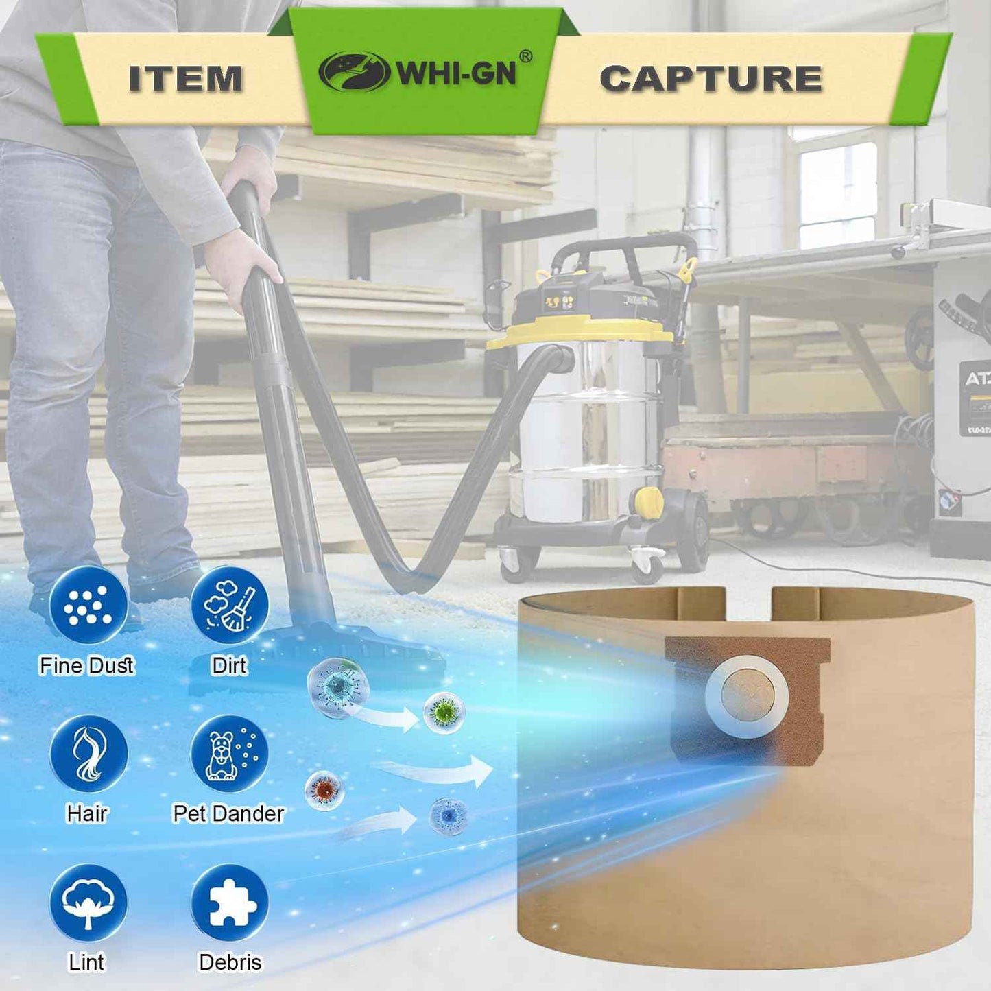 12 Pack 25-1238 Shop Vac Bags for Stanley & Porter-Cable 4 Gallon Wet/Dry Vacuums Models# PCX18301-4B SL18301-3B, Part# AT25-1238