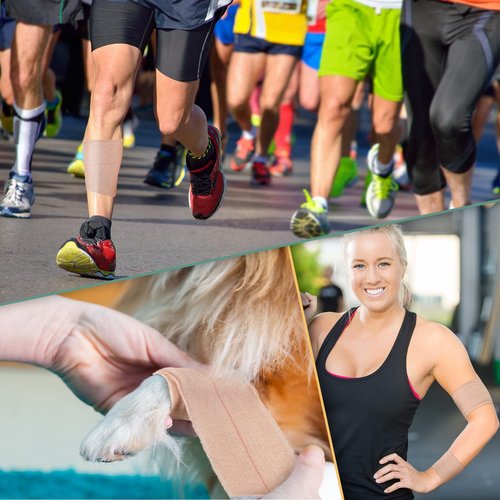 4 Rolls Elastic Tape Adhesive Elastic Tape Self Adhesive Bandage Wrap Flexible Stretch Bandages for Sports Ankle, Knee and Wrist Animal Pets, 5 Yard