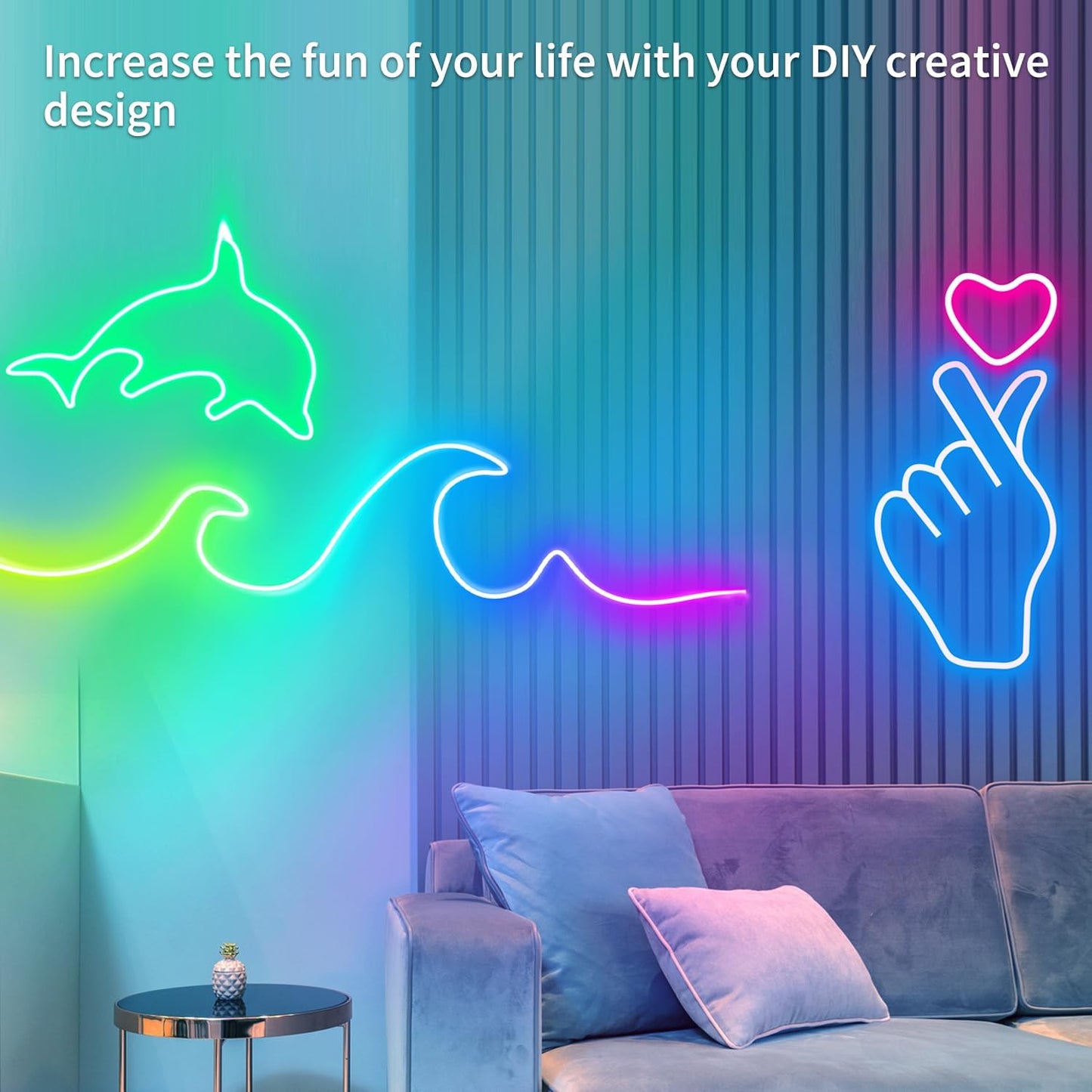 50ft RGB LED Neon Rope Lights with Remote & APP Control - Waterproof Flexible Strip for Bedroom & Outdoor Décor