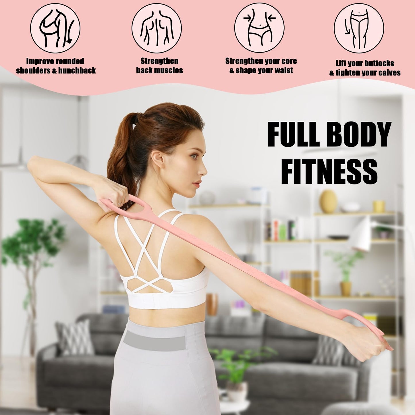 TREKONPEAK Figure 8 Resistance Bands, 8-Shaped Exercise Band for Women Arms Shoulder Back Legs Stretching Pilates Yoga (Pink 15Lb & Purple 25Lb & Blue 35Lb)