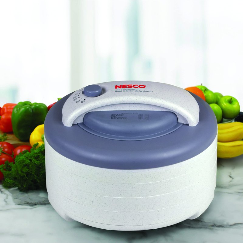Nesco FD-60 Snackmaster Express Food Dehydrator for Great Jerky and Snacks, 4 Trays, 13.5" X 9.75", white and grey