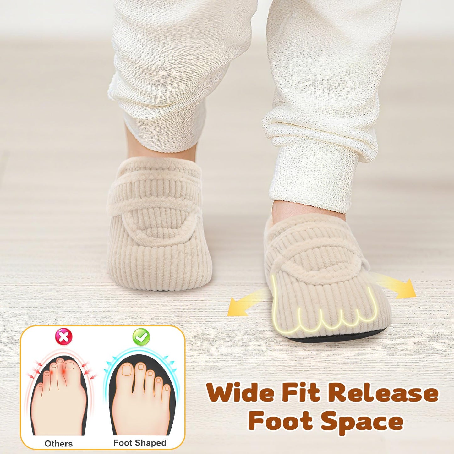 LeIsfIt Toddler Slippers Boys Girls House Shoes Soft Warm Kids House Slippers Slip on Cozy Bedroom Sock Shoes Non-slip Indoor Outdoor Slipper Shoe, Beige 6.5-7.5 Toddler
