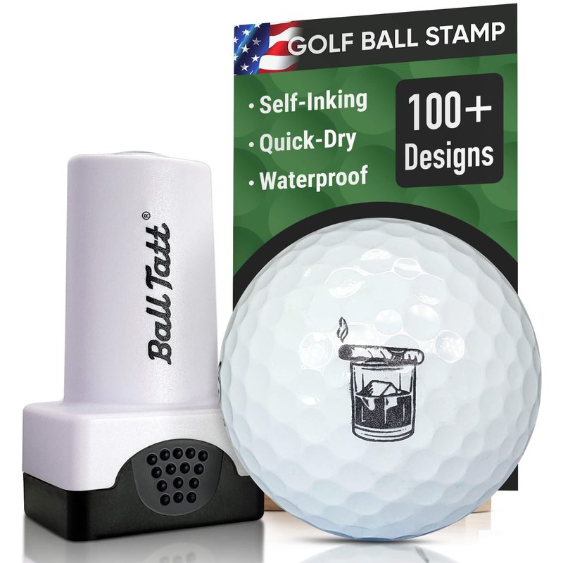 Ball Tatt - Whiskey Cigar Golf Ball Stamp, Golf Ball Stamper, Self-Inking Golf Ball Stamp Markers, Reusable Golf Ball Marking Tool to Identify Golf Balls, Golfer Gift Golfing Accessories