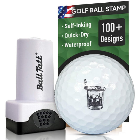 Ball Tatt - Whiskey Cigar Golf Ball Stamp, Golf Ball Stamper, Self-Inking Golf Ball Stamp Markers, Reusable Golf Ball Marking Tool to Identify Golf Balls, Golfer Gift Golfing Accessories