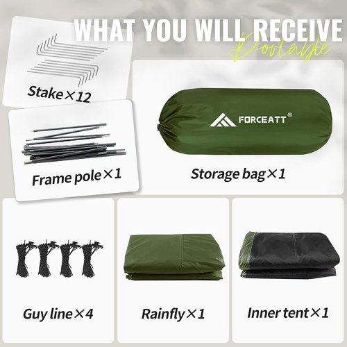 Forceatt Waterproof Camping Tent for 2-3 People | Lightweight, Windproof, 4-Season Design