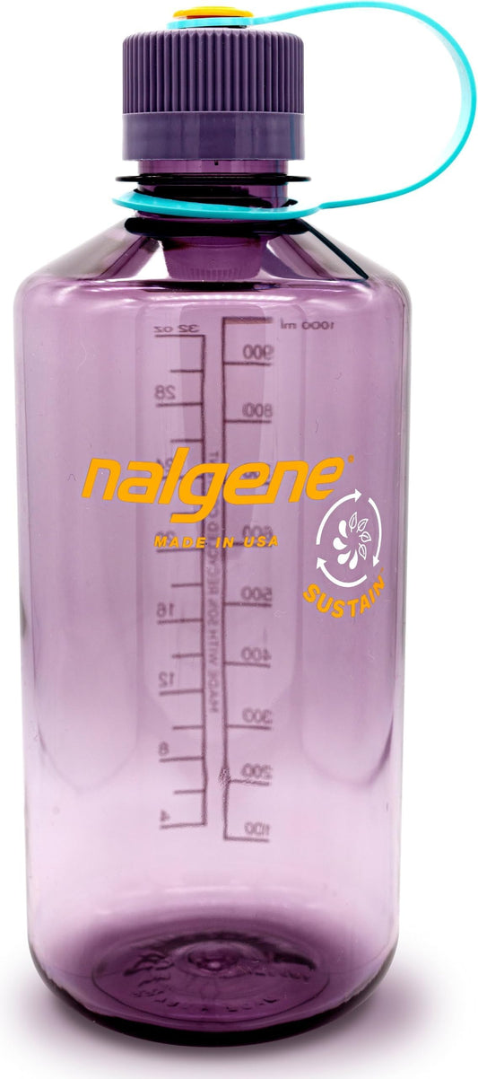 Nalgene 32 oz Narrow Mouth Water Bottle | BPA-Free, Durable & Leak Proof, Lightweight Bottle for Gym, Office & Travel, Aubergine (Pack of 6)