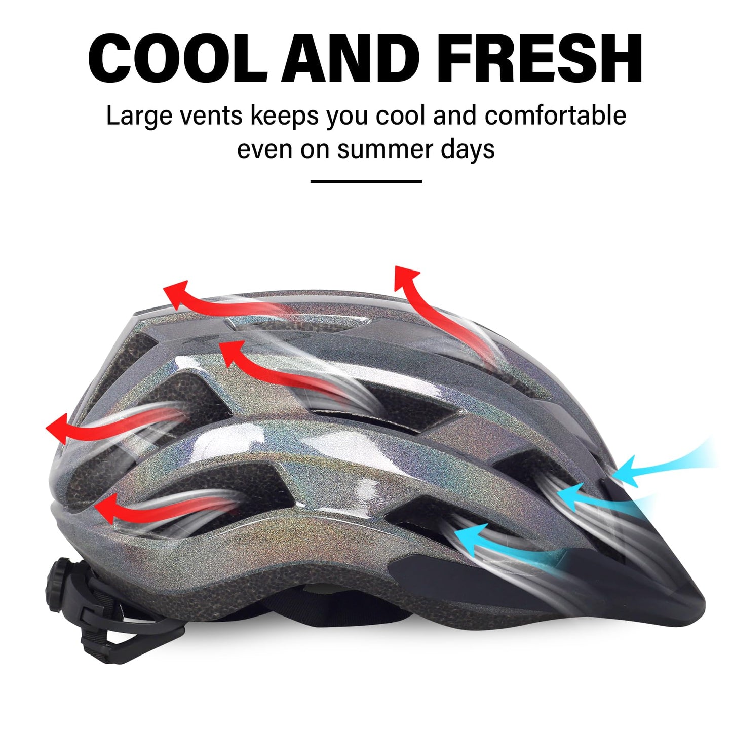 Bike Helmet for Adults Women Men Youth Kids, Lightweight Mountain Road Bicycle Cycling Helmets with Adjustable Dial, 2 Detachable Visor