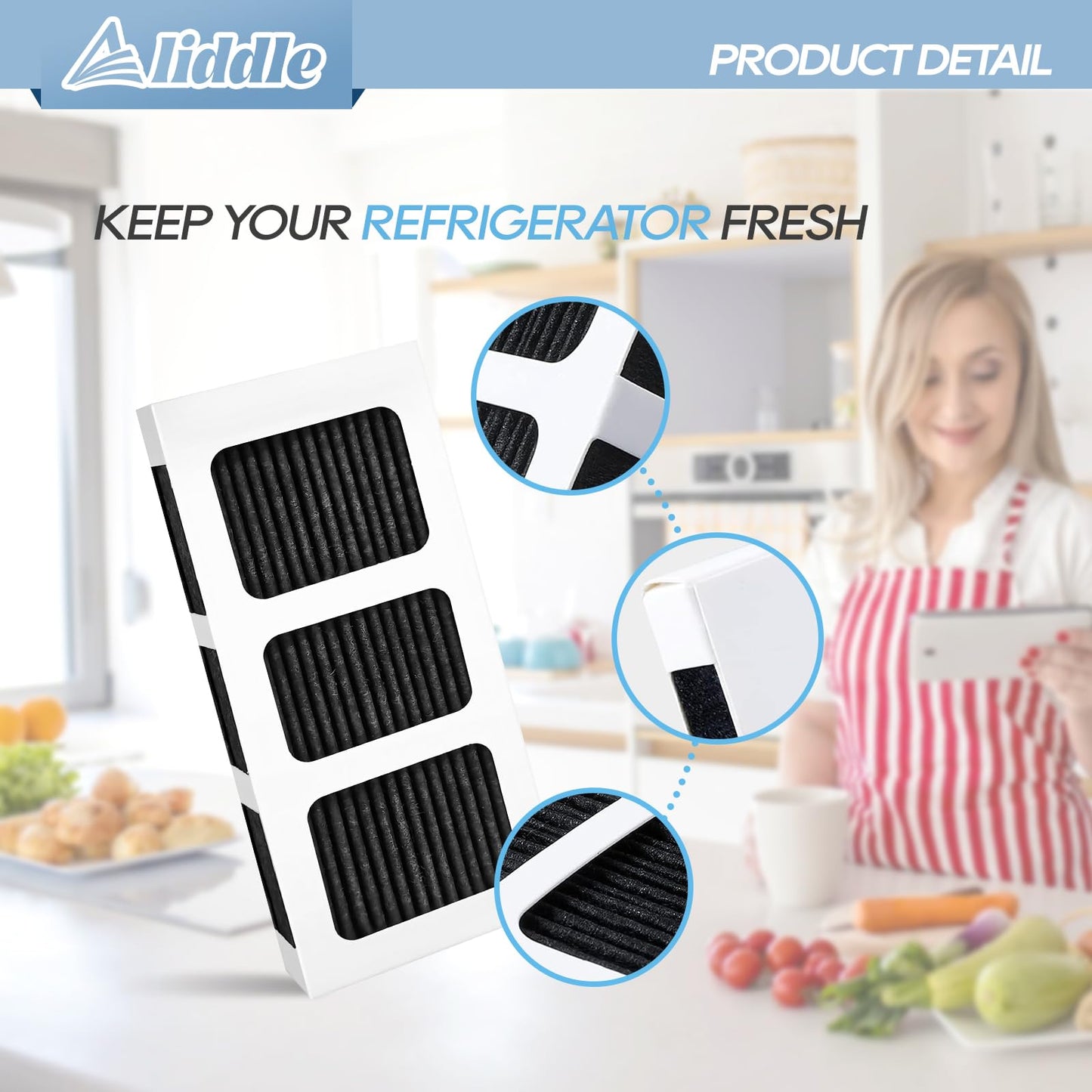 Aliddle Paultra2 Refrigerator Air Filter Replacement, Compatible with Frigidaire Pureair Ultra 2,Pureair Ultra ii,Pure Air Ultra 2, and Electrolux 242047805, 5303918847, EAP12364179, 4 Pack