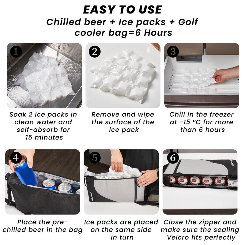 BAPOTH Golf Cooler Bag with 4 Ice Pack for 6 Hours, Large Capacity Golf Bag Cooler Hold 9-Can 12oz, 6-Can 16oz, 2 Bottle 750ml, Detachable Shoulder Strap for GolfCourse & Outdoor Parties