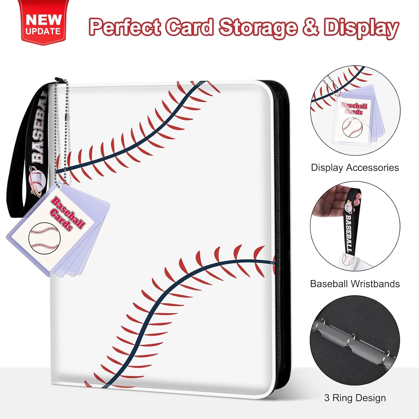 Mlikero Baseball Card Binder - 440 Pocket Trading Card Holder with Display Design | Premium Sports Pattern