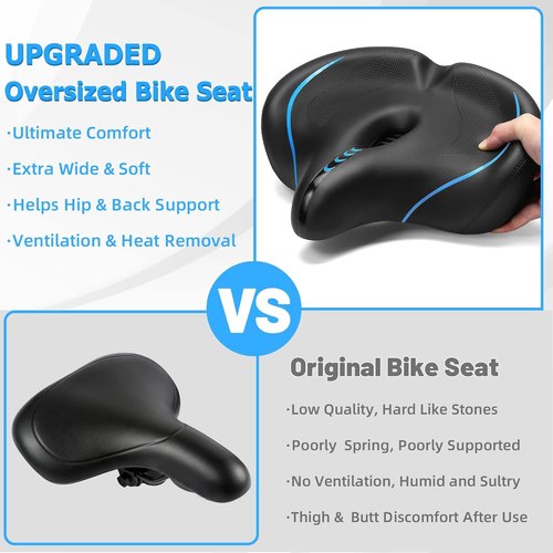 CDYWD Oversized Bike Seat - Extra Wide Comfort Cushion for Men & Women | Large Padded Replacement Saddle for Peloton & Cruiser Bikes