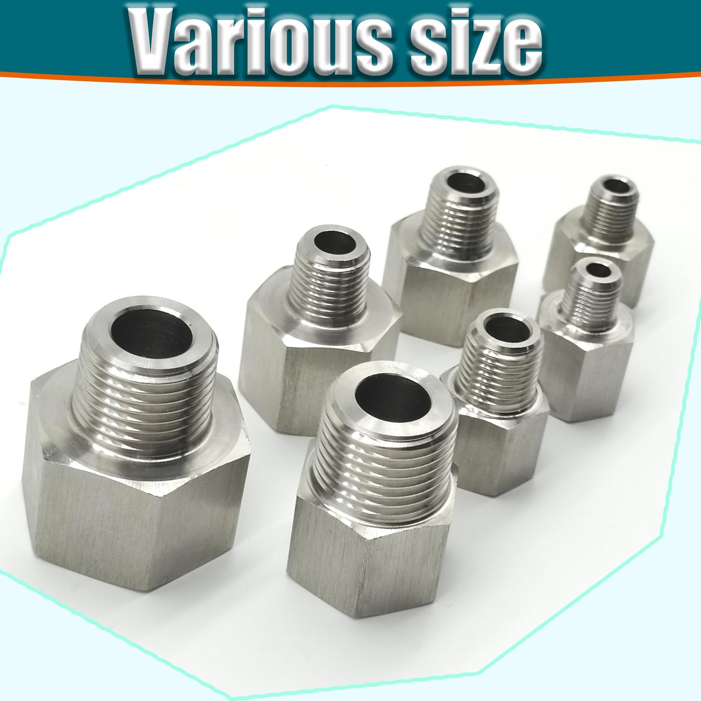 1/4" Male to 3/8" Female Reducer Adapter Pipe Extension Connector, 304 Stainless Steel 3/8" NPT Female x 1/4" NPT Male Reducing Pipe Fittings